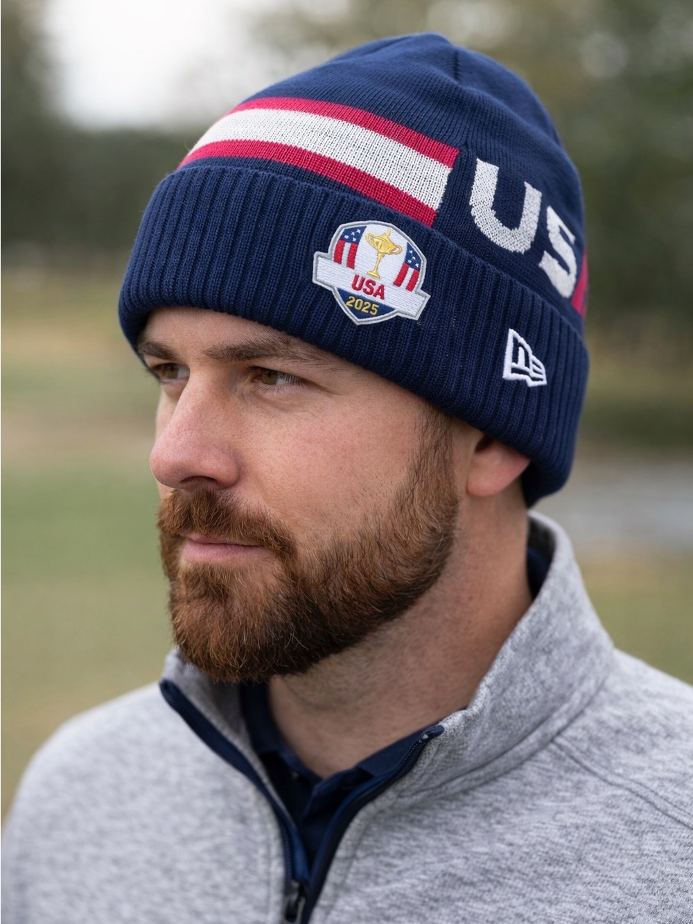 New Era Team USA 2025 Ryder Cup Knit Beanie Hat – Navy Red White Golf